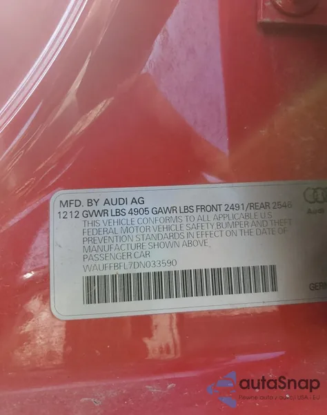 2013 Audi A4 Premium Plus z USA, uszkodzony, nr VIN WAUFFBFL7DN033590